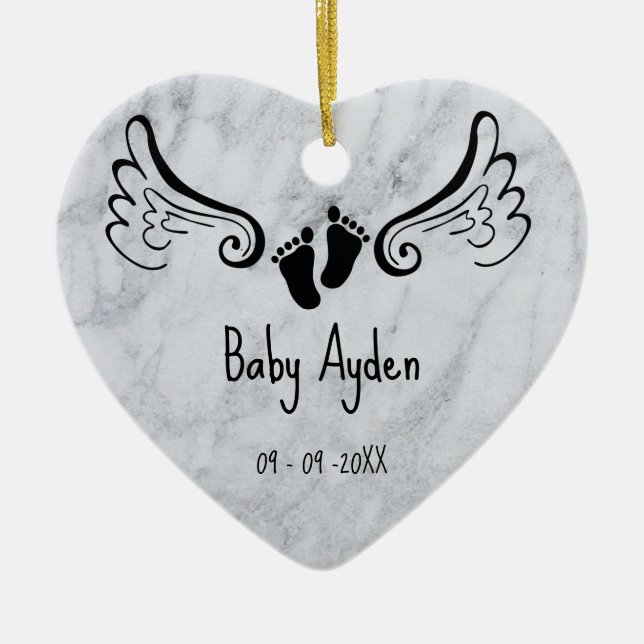 Baby loss memorial with baby name and date ceramic ornament (Front)