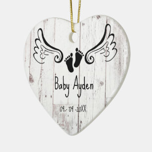 Baby loss memorial with baby name and date ceramic ornament