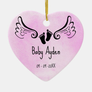 Baby loss memorial with baby name and date ceramic ornament