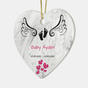 Baby loss memorial with baby name and date ceramic ornament