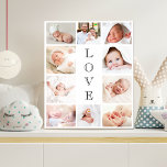 Baby Love 10 Photo Collage Faux Canvas Print<br><div class="desc">A photo collage faux canvas print to celebrate your newborn baby. Personalise with 10 family photos. "LOVE" is written down the middle in elegant text. Perfect gift for new parents,  grandparents and aunts and uncles.</div>