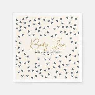 Baby Love Blue Hearts Blue Baby Shower Napkin