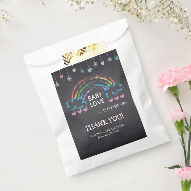 Baby Love Chalkboard Hearts & Rainbow Baby Shower Favour Bag (Sealed)