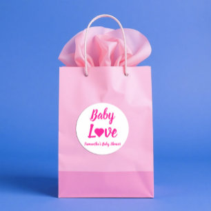 Baby Love Heart Baby Shower Classic Round Sticker