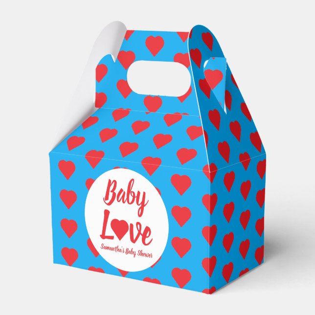 Baby Love Heart Baby Shower Favour Box (Front Side)