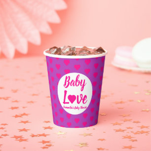 Baby Love Heart Baby Shower Paper Cups