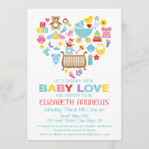 Baby Love Heart Shower Invitation