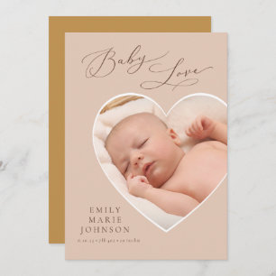 Baby Love Pastel Heart Photo Birth Announcement