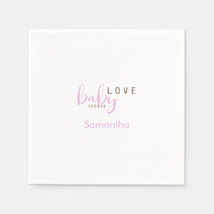 Baby Love Pink Baby Girl Shower Cocktail Napkin