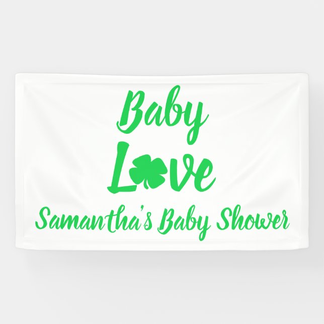 Baby Love Shamrock Baby Shower Banner (Horizontal)