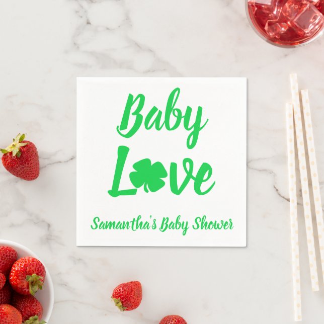 Baby Love Shamrock Baby Shower Napkin (Insitu)