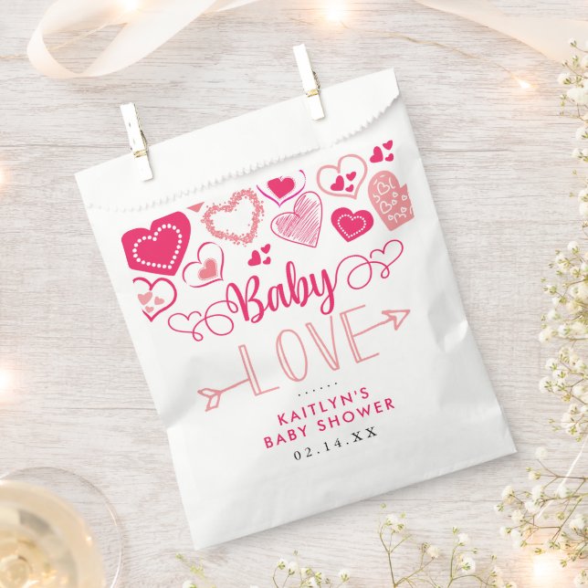"Baby Love" Valentine's Day Baby Shower Favour Bag (Clipped)