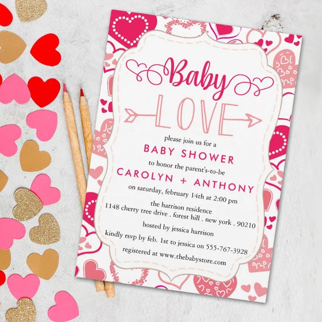 "Baby Love" Valentine's Day Baby Shower Invitation (Creator Uploaded)