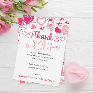 "Baby Love" Valentine's Day Baby Shower Thank You Card