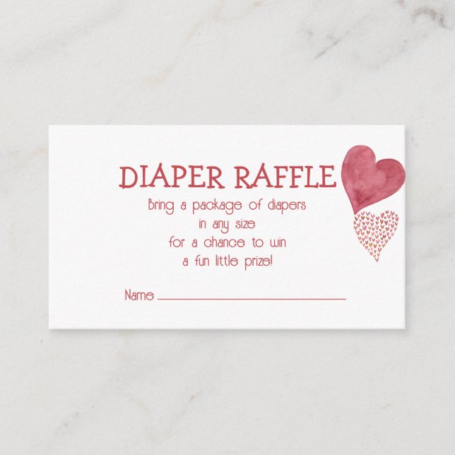 Baby Love Valentine's Theme Diaper Raffle Card (Front)