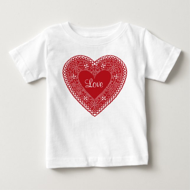 Baby Love Vintage Lace Heart T-Shirt (Front)