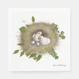 Baby Lovebirds  paper napkin by Gemma O Designs