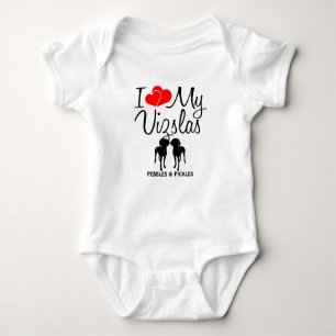 Baby Loves Two Vizsla Dogs Baby Bodysuit