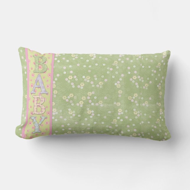 Baby Lumbar Throw Pillow Green (Front)