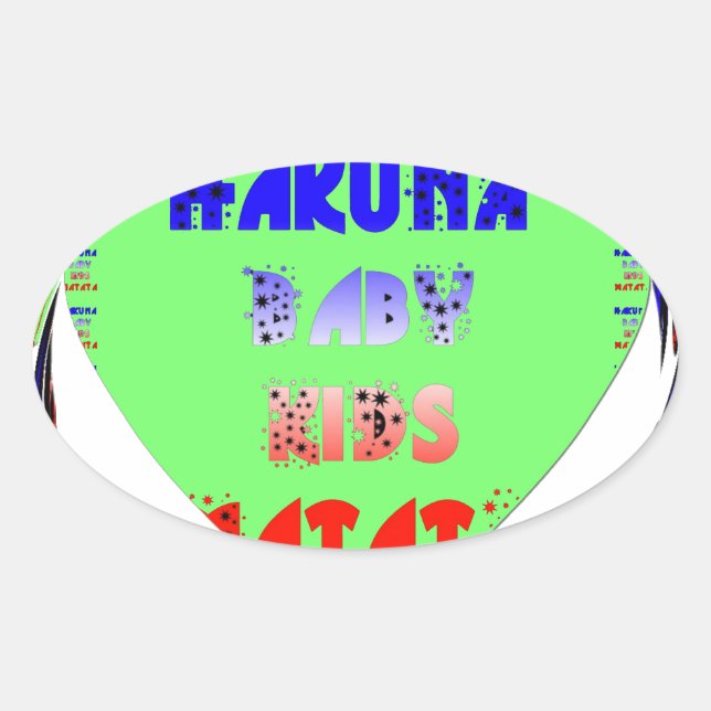Baby Luminous Hearts Hakuna Matata Baby Kid Design Oval Sticker (Front)