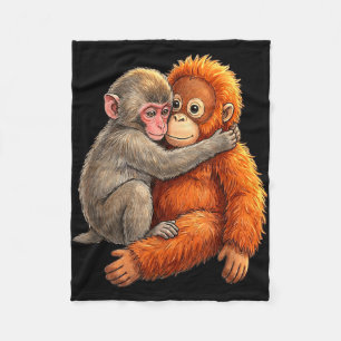 Baby macaque hugging plush cute monkey monkey fleece blanket