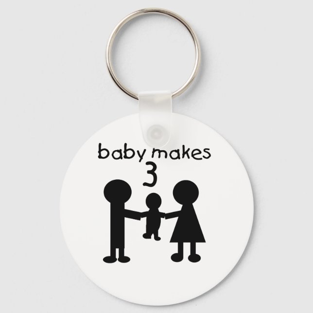 Baby Makes 3 Key Ring (Front)
