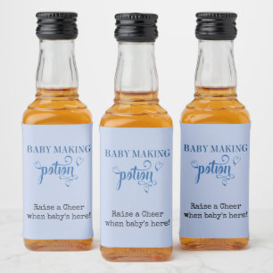 Baby Making Potion Baby Shower Favor Blue Mini Liquor Bottle Label