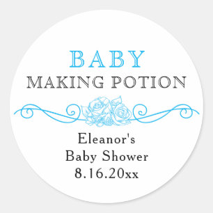 Baby Making Potion Blue Baby Shower Favour Classic Round Sticker