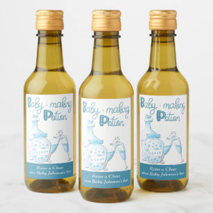Baby Making Potion Blue Glass Baby Shower Favour Wine Label