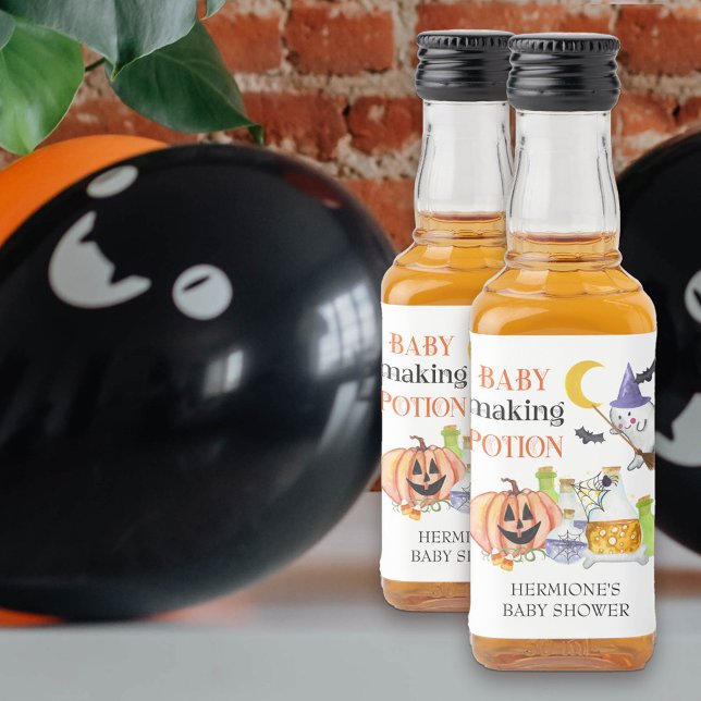 Baby Making Potion Halloween Baby Shower Mini Liquor Bottle Label (Baby Making Potion baby shower bottle labels)