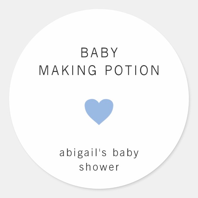 Baby Making Potion Modern Blue Boy Baby Shower Classic Round Sticker (Front)