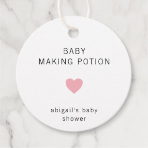 Baby Making Potion Modern Pink Girl Baby Shower Favour Tags