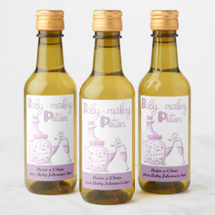 Baby Making Potion Pink Glass Baby Shower Favour Wine Label