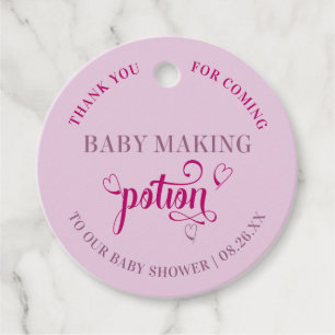 Baby Making Potion Pink Heart Typography Thank You Favour Tags