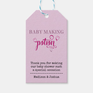 Baby Making Potion Pink Typography Baby Shower Gift Tags