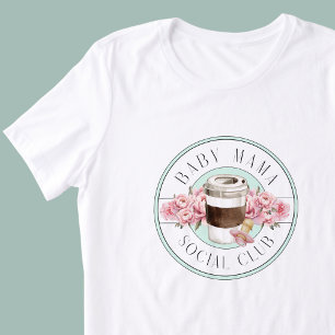 Baby Mama Social Club Aqua and Pink Tri-Blend Shirt