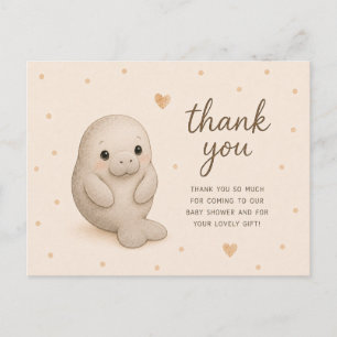 Baby Manatee Baby Shower Thank You Postcard
