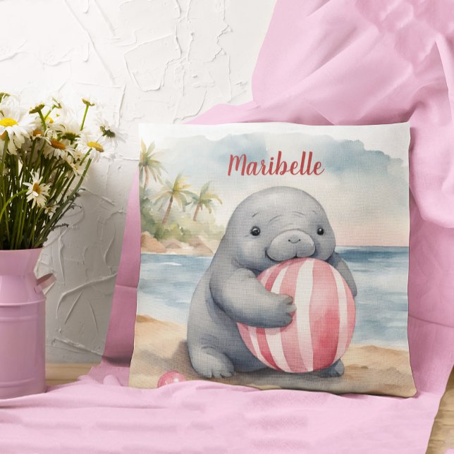Baby Manatee Girls Personalised Cushion (Creator Uploaded)