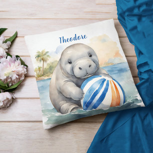 Baby Manatee Personalised Boys Cushion