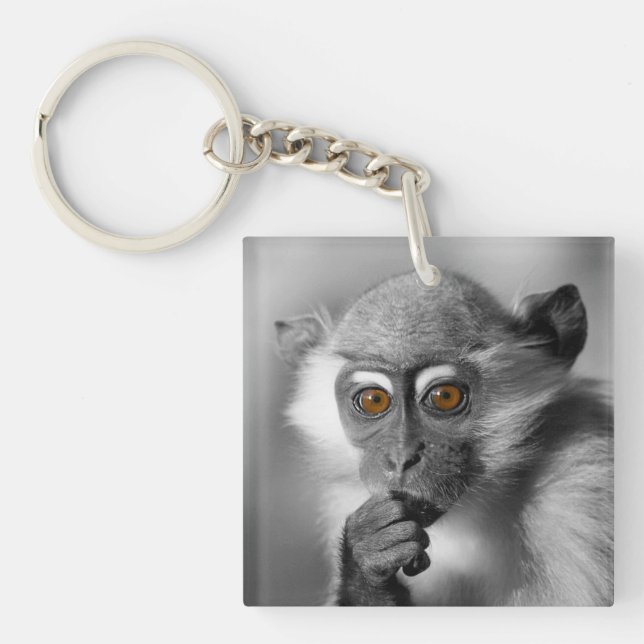 Baby Mangabey Monkey Key Ring (Front)