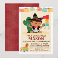 Baby Mariachi Holy Guacamole One Year Invitation