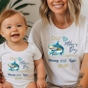 Baby Matching Shark Our First Mother'sDay Together Bodysuit