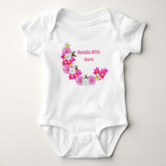 Baby Meerkat And Flowers, Baby Bodysuit (Front)