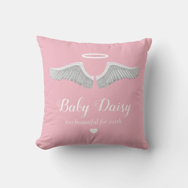 Baby Memorial | Angel Child Girl Pink Cushion (Front)