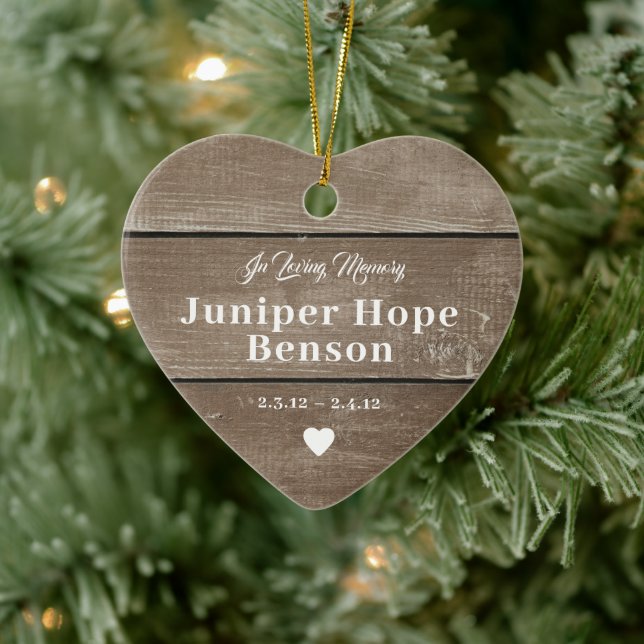 Baby Memorial Barnwood Full Photo Ceramic Ornament (Tree)