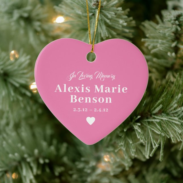 Baby Memorial Dark Pink Full Photo Ceramic Ornament (Tree)
