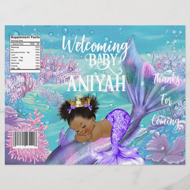 Baby Mermaid Baby Shower Chip Bag Flyer (Front)