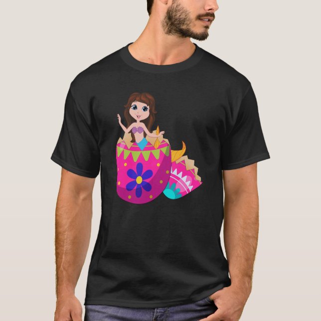 Baby Mermaid Hatching From Easter Egg Easter Day T-Shirt (Front)