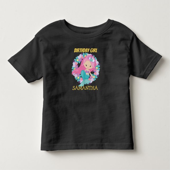 Baby Mermaid yellow birthday  T-Shirt (Front)