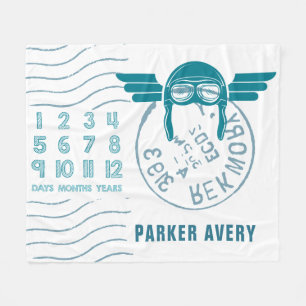 Baby Milestone Aeroplane Fleece Blanket